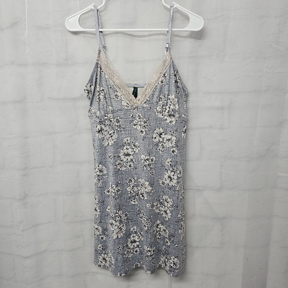 Vintage Laura Ashley Dress Babydoll Y2K Slip Lace Floral Mini Gray Fairy L - Picture 8 of 12